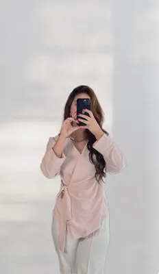 شومیز گره ای پرما - صورتی پودری